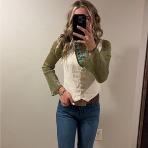 Green Long Sleeve body suit + Z supply vest